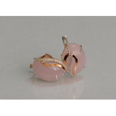 Серебряные серьги Sil с золотыми накладками 150s-1 Розовый (Sil-1091) Київ