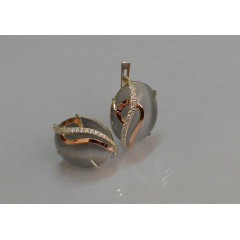 Серебряные серьги Sil с золотыми накладками 150s-3 Серый (Sil-1093) Костополь