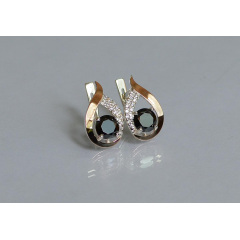 Серебряные серьги Sil с золотыми накладками 144s-9 Черный (Sil-1164) Виноградів