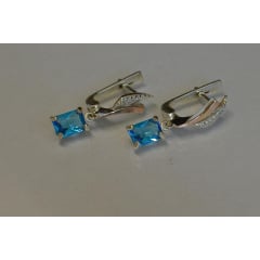 Серьги серебряные Sil с золотыми накладками и фианитами 100s-1 Аквамарин (Sil-1001) Полтава