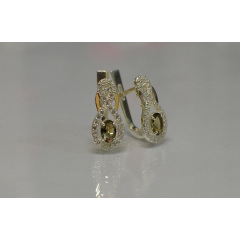 Серебряные серьги Sil с золотыми вставками 125s-10 Коричневый (Sil-794) Энергодар
