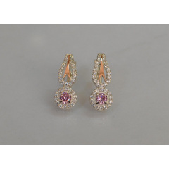 Серебряные серьги Sil с золотыми пластинами 135s-15 Розовый (Sil-1186) Чугуев