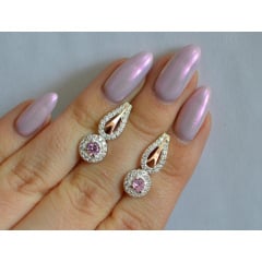 Серебряные серьги Sil с золотыми пластинами 135s-15 Розовый (Sil-1186) Чугуев