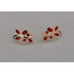 Серебряные серьги Sil с золотыми вставками 151s-16 Красный (Sil-1090) Городок