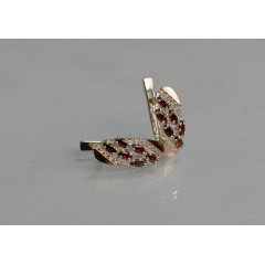 Серебряные серьги Sil с золотыми пластинами 116s-7 Гранат (Sil-1257) Ровно