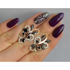 Серебряные серьги Sil с золотыми вставками 151s-3 Черный (Sil-1077) Фастов