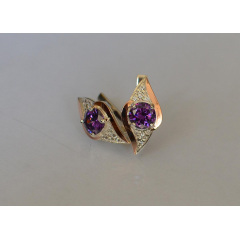 Серебряные серьги Sil с золотыми вставками 145s-13 Фиолетовый (Sil-1025) Акимовка