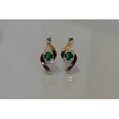 Серьги серебряные Sil 092s-2 Зеленый (Sil-966) Бушево