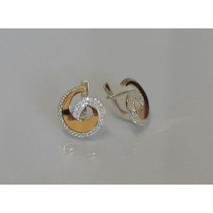 Серьги серебряные Sil 095s с золотом Прозрачный (Sil-987) Нововолинськ
