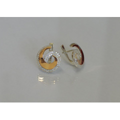 Серьги серебряные Sil 095s с золотом Прозрачный (Sil-987) Нововолинськ