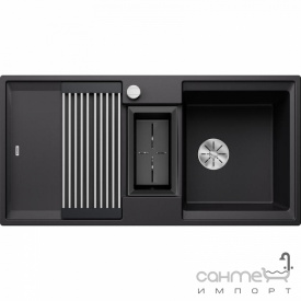 Прямоугольная кухонная мойка на полторы чаши с сушкой Blanco Adira 6 S Silgranit 527601 черная