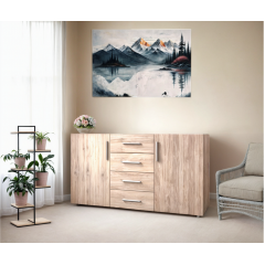Комод с дверцами Tobi Sho Keelin ST-0004 на 4 ящика для гостиной, 1500х820х520 мм Сонома Южноукраинск
