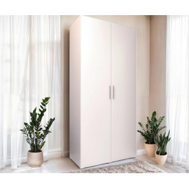 Шафа розпашна дводверна Tobi Sho ST-0009 з полицями та штангою, 1000х2180х520 мм Білий