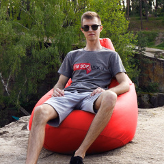 Кресло-мешок груша Оксфорд Waterproof 2XL 85х80х85 см iQmebel Красный сьемный чехол Ізюм