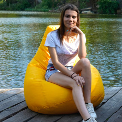 Кресло-мешок груша Оксфорд Waterproof 2XL 85х80х85 см iQmebel Желтый сьемный чехол Чернигов