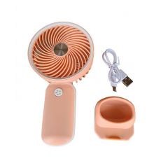 Вентилятор ручной аккумуляторный с подставкой для телефона Mini Fan HX09-1 Персиковый с белым Киев