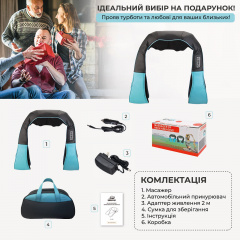 Массажер для всего тела (шеи, спины) с подогревом SBTR Shiatsu Синий Долина