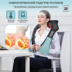 Массажер для всего тела (шеи, спины) с подогревом SBTR Shiatsu Синий Долина