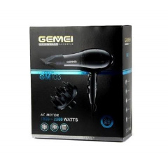 Фен для волос Gemei GM-103 2200W Black (3_01280) Костополь