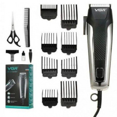 Машинка для стрижки волос VGR V-120 от сети 220В 8 насадок Silver-Black Калуш