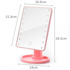 Косметическое зеркало Large 22 с LED подсветкой Pink (kz027-hbr) Запоріжжя