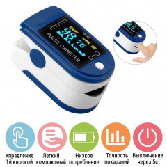 Пульсоксиметр Pulse Oximeter Healer AD807 электронный на палец Синий Вінниця