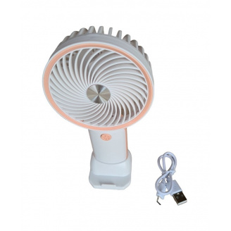 Вентилятор ручной аккумуляторный с подставкой для телефона Mini Fan HX09-1 Белый с персиковым