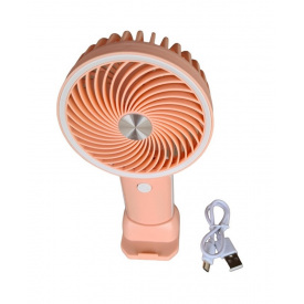Вентилятор ручной аккумуляторный с подставкой для телефона Mini Fan HX09-1 Персиковый с белым