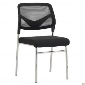 М'який стілець Roni чорний на ніжках хром для офісу