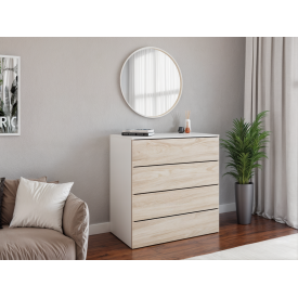 Комод з 4 шухлядами Tobi Sho Damien ТХ-05 для вітальні, спальні, 1000х1015х400 мм Білий/Сонома
