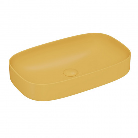 Раковина накладная Lucco Matteo 650х400 прямоугольная, желтая матовая
