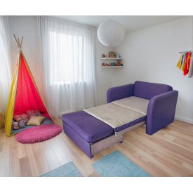 Крісло-диван для дитячої кімнати Tobi Sho Юніор-0.8 м'яке розкладне рогожка Violet/13, 980х800х800 мм