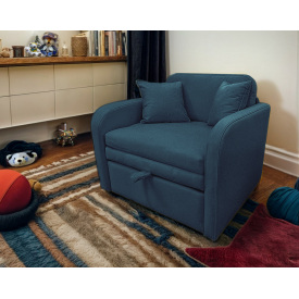 Кресло-диван раскладное Tobi Sho Юниор-0.8 мягкое с подлокотниками велюр Magic Deep Ocean, 980х800х800 мм