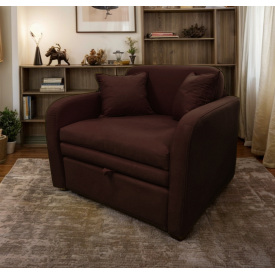 Диван малогабаритний Tobi Sho Юніор-1.1 розкладний м'який велюр Magic Dark Brown, 1280х800х800 мм