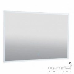 Прямоугольное зеркало в тонкой металлической раме с сенсором и LED-подсветкой Аква Родос Luce White 100x70 Sensor Киев
