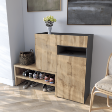 Тумба-підставка для взуття Tobi Sho Viola RS-4 з шухлядою та дверцятами, 1350х1017х400 мм Антрацит-Аппалачі