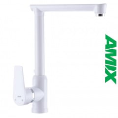 Змішувач для кухні из термопластика AMIX Mario-017 White (з підводкою), Білий Михайлівка