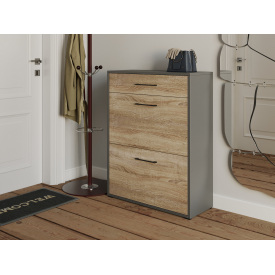 Тумба для взуття Tobi Sho Laura Т-207 з шухлядою в передпокій, 700х920х280 мм Антрацит-Сонома