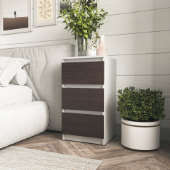 Тумба приліжкова Tobi Sho Heidi T-216 на три шухляди для спальні, 400х758х398 мм Білий-Венге Одеса