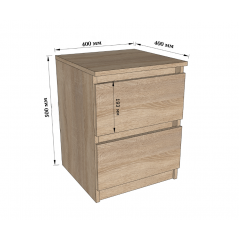 Тумбочка прикроватная Tobi Sho Lea T-225 с двумя ящиками для спальни, 400х500х400 мм Белый Мелитополь