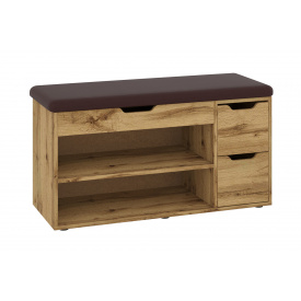 Тумба для взуття з сидінням Quadro (100х38х50 см, сонома + коричневий)