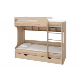 Ліжко двоярусне Planio (193,2х98,6х165,5 см, сонома + кава)