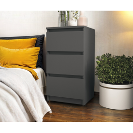 Тумба прикроватная Tobi Sho Heidi T-216 на три ящика для спальни, 400х758х398 мм Антрацит