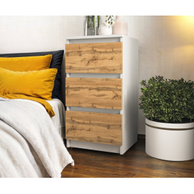 Тумба прикроватная Tobi Sho Heidi T-216 на три ящика для спальни, 400х758х398 мм Белый-Аппалачи