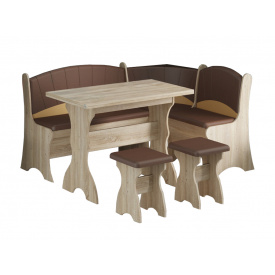 Кухонний комплект SkySnack (Сонома + Коричневий + Кава, куточок, стіл та 2 табуретки)