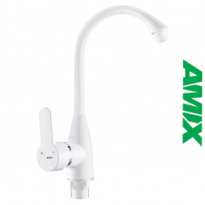 Смеситель для кухни AMIX Mario-011(W) White (с подводкой), Белый