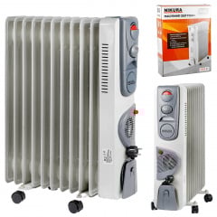 Масляный обогреватель с дуйкой Nikura 11 секций 2500 Вт Бело-серый (125261) Свеса