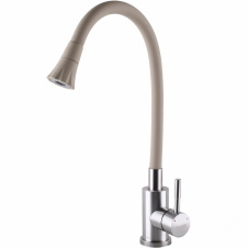 Смеситель для кухни Globus Lux Alpen гибкий излив, бежевый (SBT1-203SA-K15)