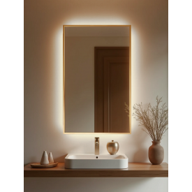 Дзеркало з підсвічуванням Tobi Sho Ariana Gold у рамі для ванної кімнати, передпокою, 700х500х30 мм