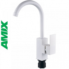 Смеситель для кухни AMIX KUBUS-011 SET White (с подводкой), Белый